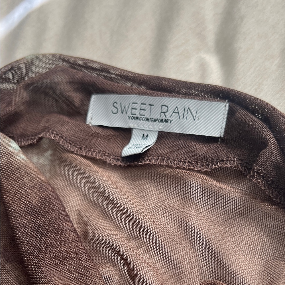Sweet Rain Long Sleeve Top in Brown and Green - Picture 2 of 3